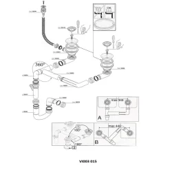 Vidage manuel 2 bacs CUIPD129 - Siphon gain de place