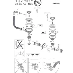 Vidage manuel CUIPD341 pour évier TUNIA 2 bacs - Siphon gain de place