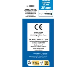 Vis Auto Perceuse 25 mm Semin - Fixation des Plaques de Plâtre sur l'Ossature - Intérieur - Boîte de 1000 Pièces