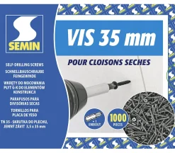 Vis Auto Perceuse 35 mm Semin - Fixation des Plaques de Plâtre sur l'Ossature - Intérieur - Boîte de 1000 Pièces