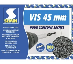 Vis Auto Perceuse 25 mm Semin - Fixation des Plaques de Plâtre sur l'Ossature - Intérieur - Boîte de 1000 Pièces (Lot de 5000)