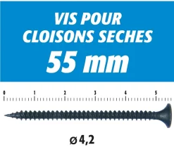 Vis Auto Perceuse 45 mm Semin - Fixation des Plaques de Plâtre sur l'Ossature - Intérieur - Boîte de 1000 Pièces (Lot de 2000)