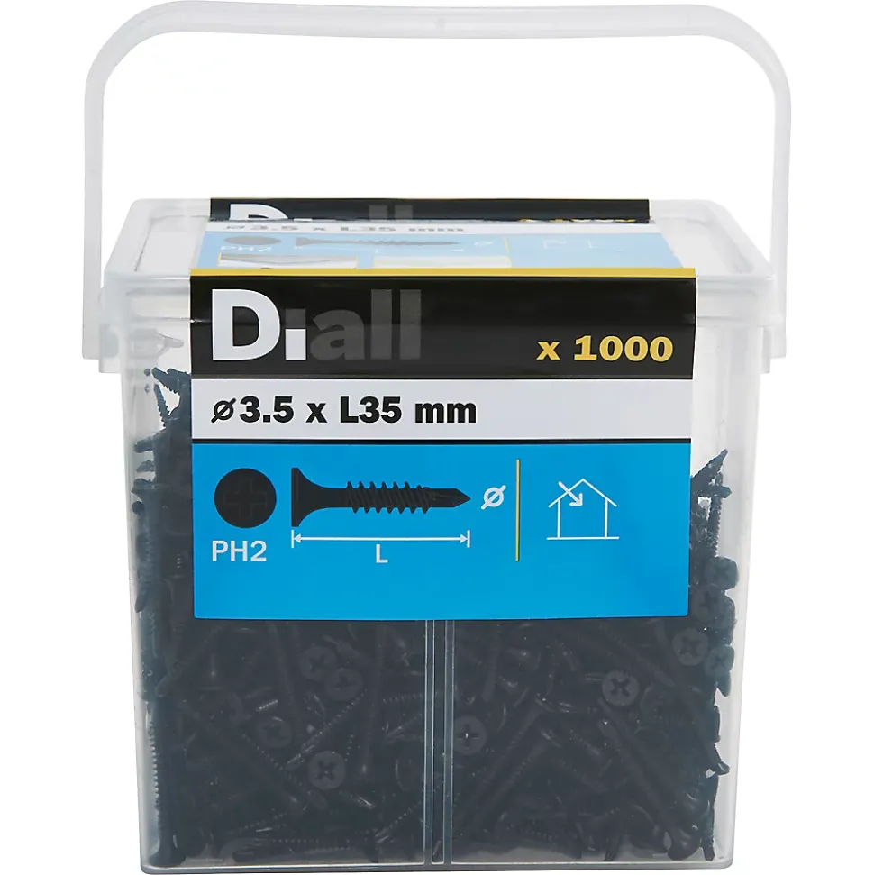Vis autoperceuses pour plaque de plâtre, noir mat, 3,5x35 mm - 1000 pièces