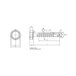 Vis auto-perceuse tête Hexagonale avec embase 6,3 x 50 mm (boite de 250)