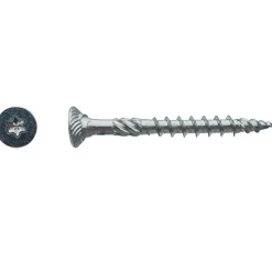 500 Vis Bois TK3 Tête Fraisée Crantée Torx F/Partiel 3.5 x 45 mm - Zingué blanc - D-Work