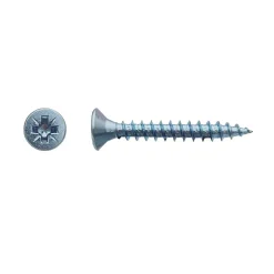 500 Vis Bois Tête Fraisée Pozidriv 4 x 15 mm - Zingué blanc - D-Work
