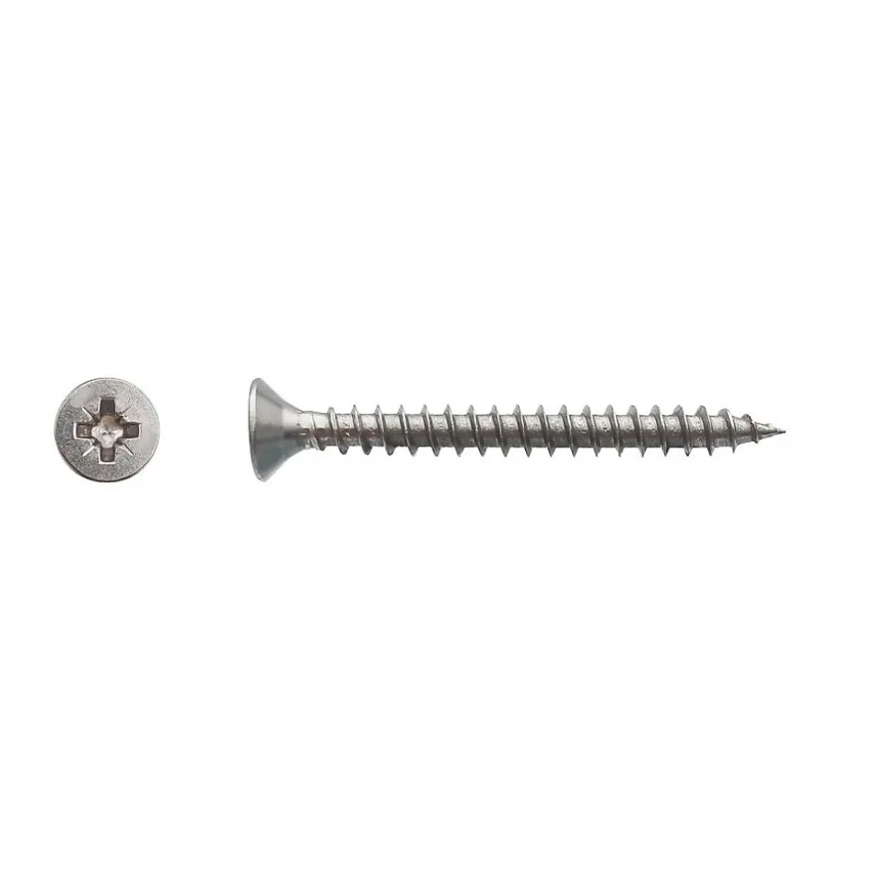 200 Vis Bois Tête Fraisée Pozidriv 4 x 45 mm - Inox A4 - D-Work