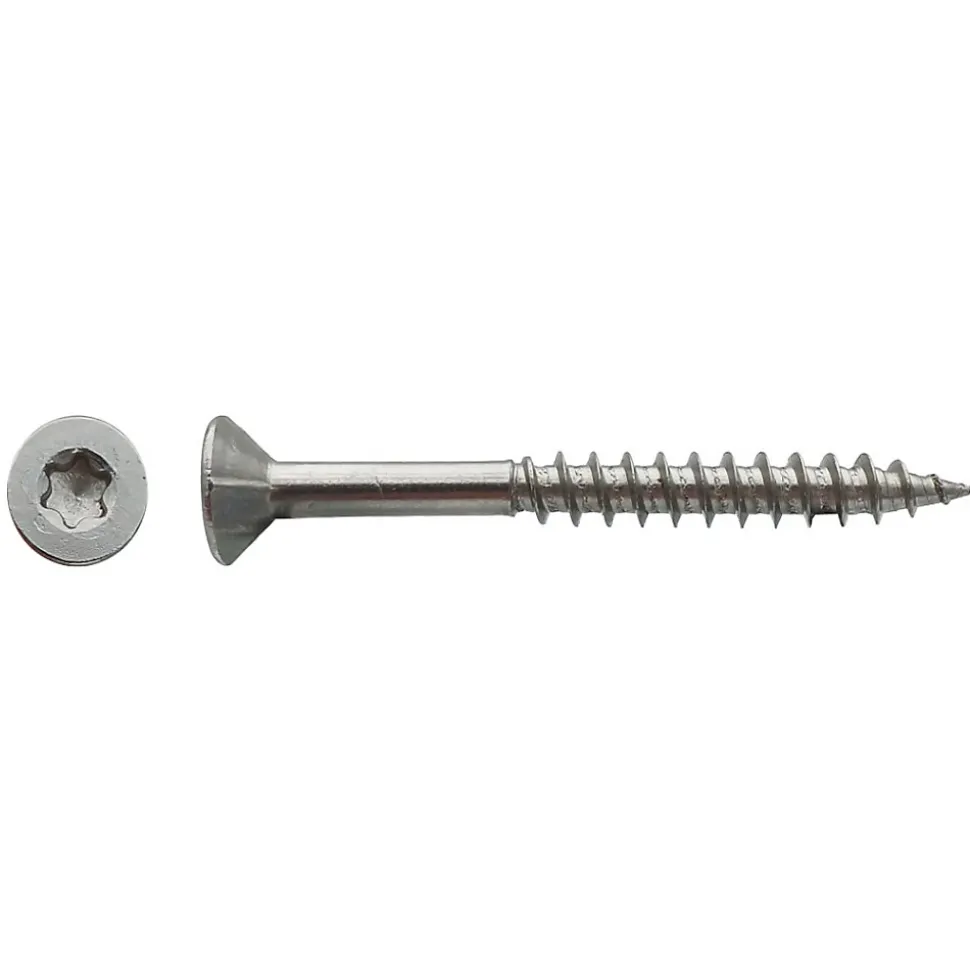 50 Vis Bois Tête Fraisée Torx T30 F/Partiel 6 x 180 mm - Inox A2 - D-Work