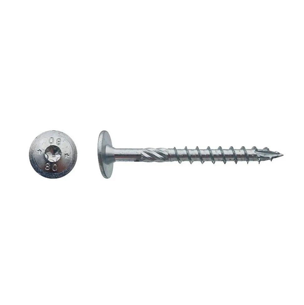 50 Vis Bois Tête Ronde Larges Torx T40 8 x 140 mm - Zingué blanc - D-Work