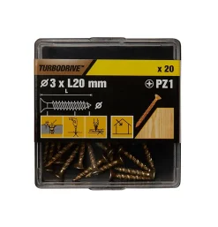 Vis à bois Turbodrive Premium pozidriv zinguée jaune 3x20 mm - 20 pièces
