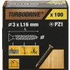 Vis à bois Turbodrive Premium pozidriv zinguée jaune 3x16 mm - 100 pièces