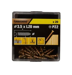 Vis à bois Turbodrive Premium pozidriv zinguée jaune 3.5x20 mm - 20 pièces