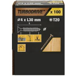 Vis à bois Turbodrive Premium torx zinguée jaune 4x30 mm - 100 pièces