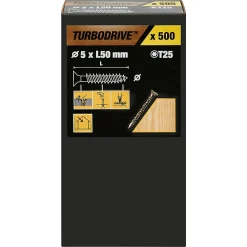 Vis à bois Turbodrive Premium torx zinguée jaune 5x50 mm - 500 pièces