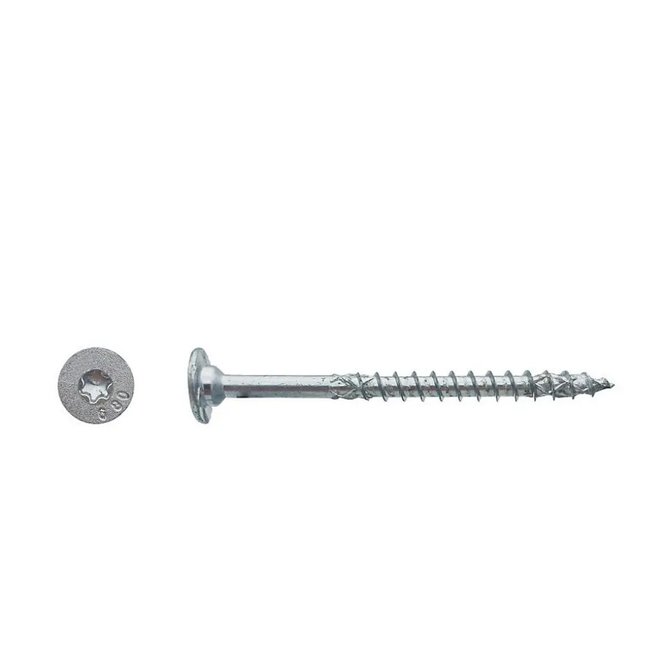 50 Vis Charpente Bois FWX Tête Cylindrique Plate Torx TTX40 Filet DXAS+ 8 x 180 mm - Zingué Cr3 WAX - D-Work