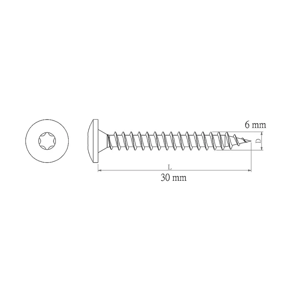 Vis de charnière zinguée noire 6x30 mm - 20 pièces