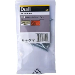 Vis de châssis PVC zinguée avec tête peinte en blanc, 6x70 mm - 6 pièces