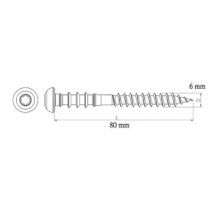Vis de châssis PVC zinguée avec tête peinte en blanc, 6x80 mm - 6 pièces