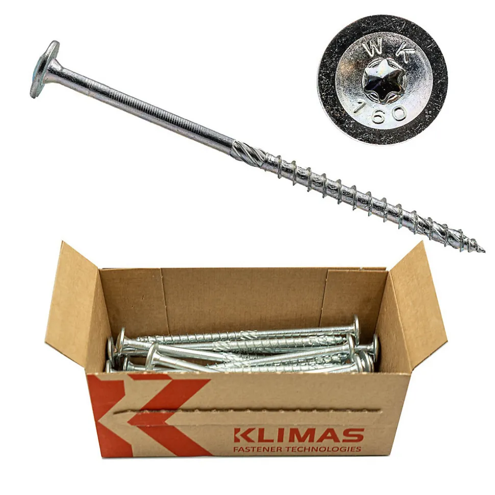 Vis de construction bois Klimas à tête large Torx zinguées blanches 10 x 180 mm 25 pcs