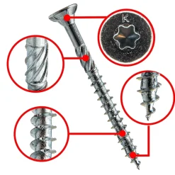 Vis de construction bois Klimas à tête fraisée Torx, zinguées blanches 4 x 40 mm 400 St.