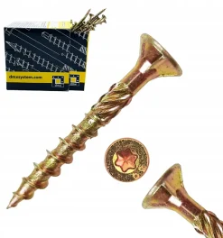 Vis de construction en bois Domax à tête fraisée, zinguée jauneDomax Senkkopfschrauben Holzbauschrauben gelb 4 x 30 mm 200 St.