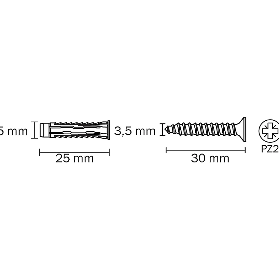 Vis de fixation pour miroir Diall, lot de 4