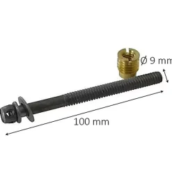 2 vis de lit et écrous acier/laiton Diall Ø9x L.100mm