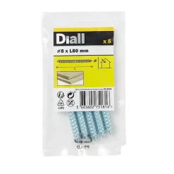 Vis à double filetage (bois/bois) 8x80 zingués mm - 5 pièces