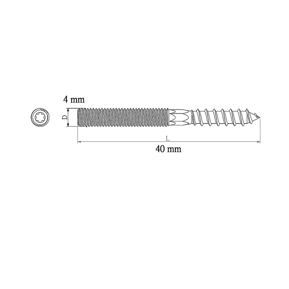 Vis à double filetage (métal/bois) 4x40 zingués mm - 5 pièces