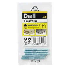 Vis à double filetage (métal/bois) 5x50 zingués mm - 5 pièces