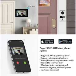 Visiophone connecté wifi pour maison à étages avec 3 écrans