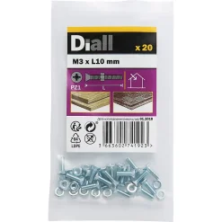 Vis à métaux en acier zingué 3 x 10 mm - 20 pièces