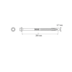 Vis pour charpente en bois, revêtement organique, 6,7x200 mm - 50 pièces