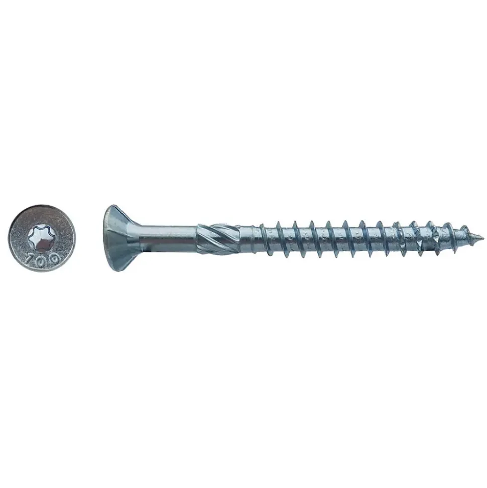50 Vis pour Construction Bois Tête Fraisante Torx T40 10 x 340 mm - Zingué blanc - D-Work
