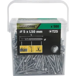 Vis pour terrasse Torx acier inoxydable A2 5 x 50 mm Turbodrive, 1000 pièces