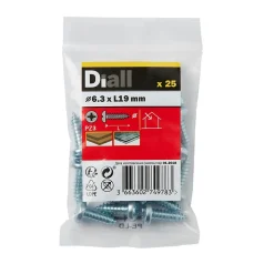Vis zinguée autoperceuses à tête cylindrique, 6,3x19 mm - 25 pièces