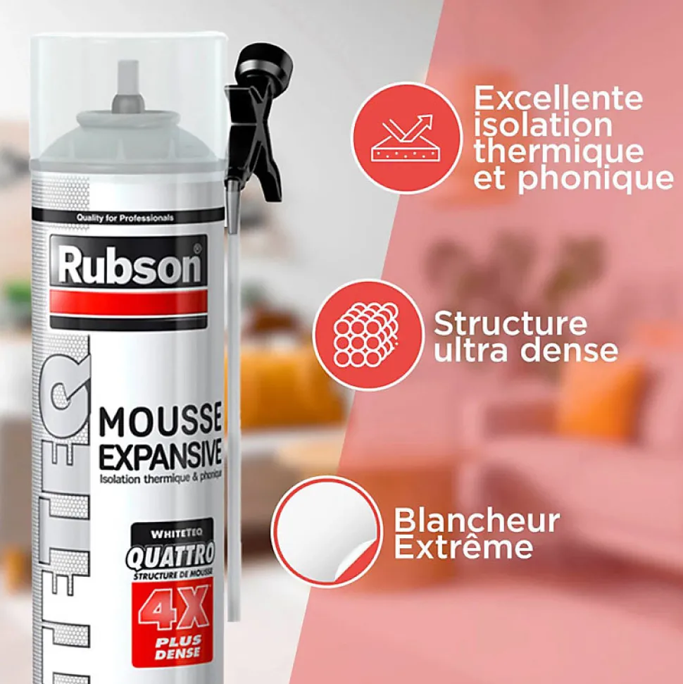 12x aerosols mousse PU expansive 500ml RUBSON WhiteTEQ