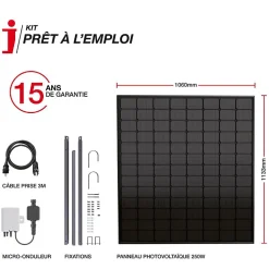 Xanlite - Panneau solaire Kit Home 250W, IP67, Onduleur WIFI, Câble 3m - ENKHOME250W