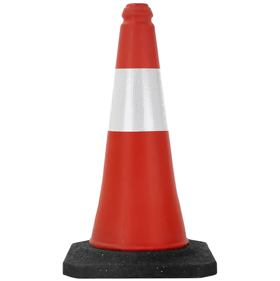 2x Cône de signalisation routière rouge/blanc en PVC 51cm bandes réfléchissantes