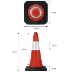 4x Cône de signalisation routière rouge/blanc en PVC 51cm bandes réfléchissantes