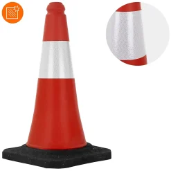 6x Cône de signalisation routière rouge/blanc en PVC 51cm bandes réfléchissantes