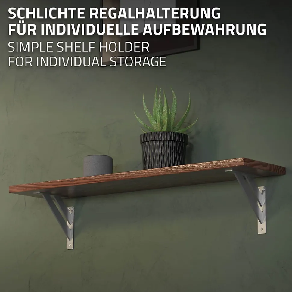 2x Equerres Etagere mural support d'angle en aluminium argent