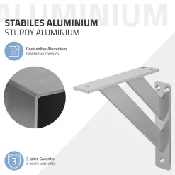 4x Equerres Etagere mural support d'angle en aluminium argent