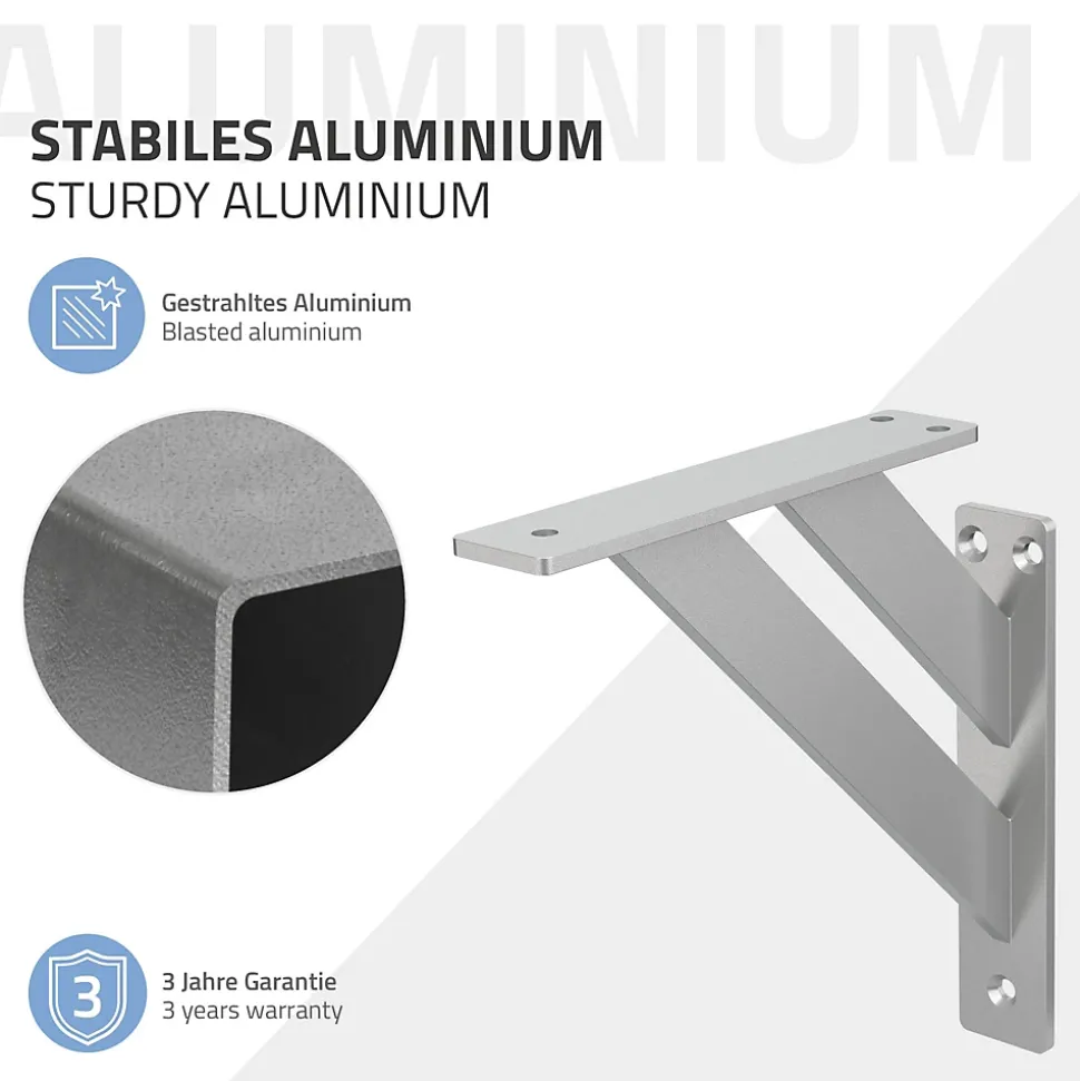 4x Equerres Etagere mural support d'angle en aluminium argent