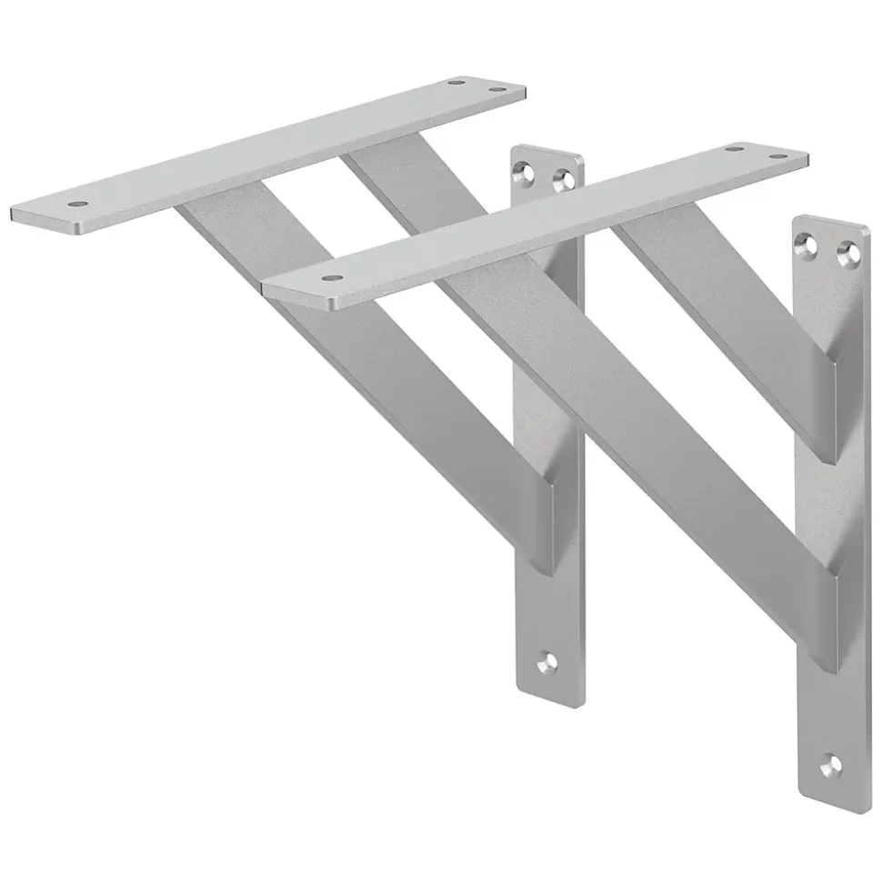 2x Equerres Etagere mural support d'angle en aluminium argent