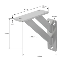 4x Equerres Etagere mural support d'angle en aluminium argent