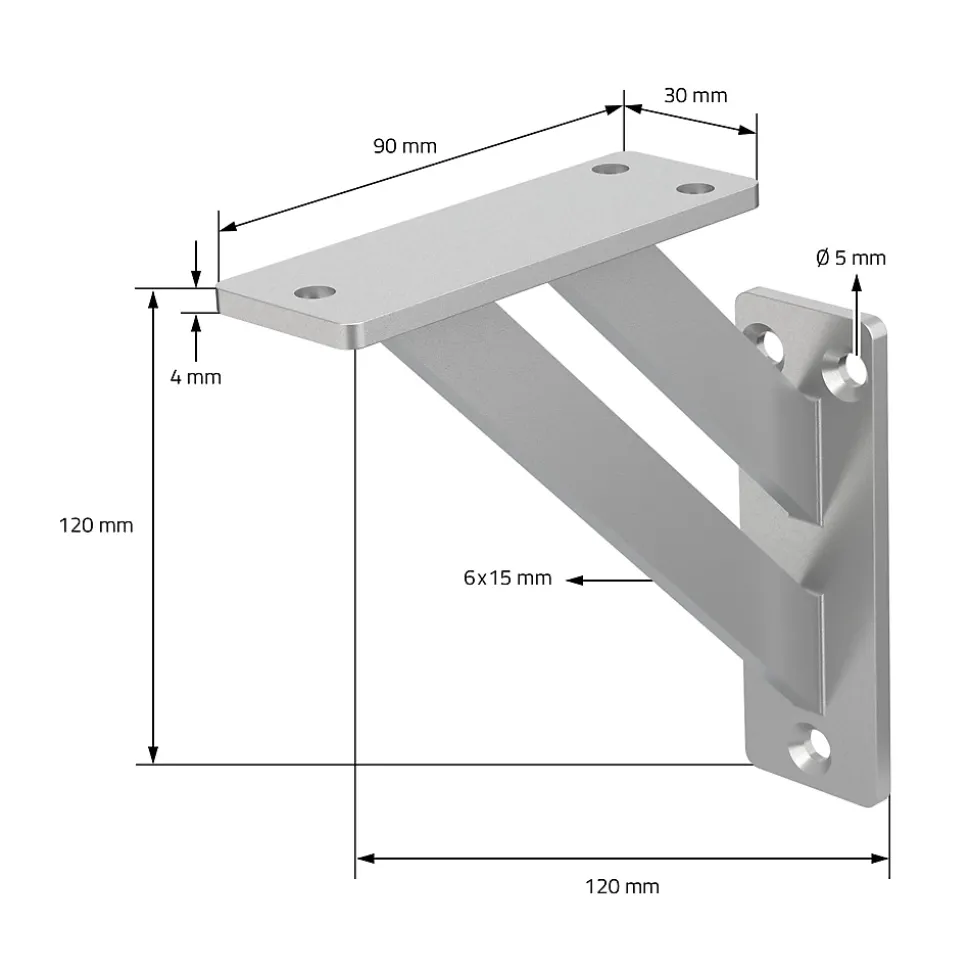 4x Equerres Etagere mural support d'angle en aluminium argent