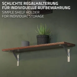 4x Support Etagere murale fixation flottante aluminium argent