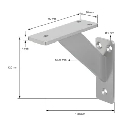 4x Support Etagere murale fixation flottante aluminium argent