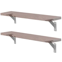 4x Support Etagere murale fixation flottante aluminium argent